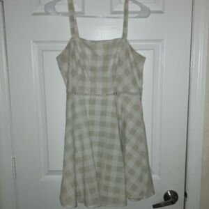 Elegant Cream Checkered Dress